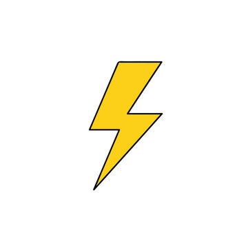 A bright yellow lightning bolt icon on white background