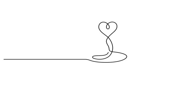 Animated self drawing Continuous one line drawing of Minimalist line art heart design, simple continuous drawing, love symbol, black line illustration