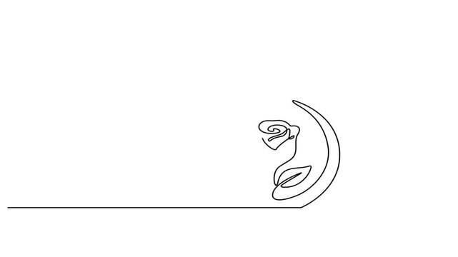 Animated self drawing Continuous one line drawing of Minimalist line art, coffee cup and saucer, simple illustration, black and white