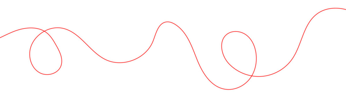 Red thread isolates on a white background. red thread looped in a circle form, symbolizing vector. line of red yarn, long red thread .Vector illustration . EPS 10 