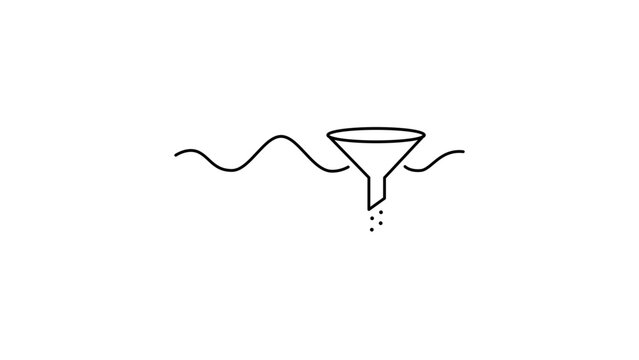 Stream Processing and Data Filtering Minimalist Black Line Vector Icon on White Background, Representing Continuous Information Flow and Conversion with Editable Stroke for Customization