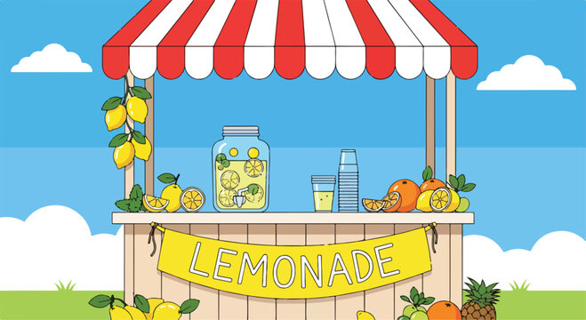 Colorful illustration of a lemonade stand