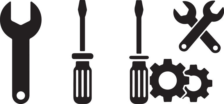 Collection of diverse tools including wrenches, screwdrivers, and gears, representing repair, construction, and mechanical tasks