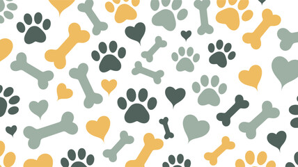 Dog cat pet paw print bone heart pattern art wrap © Naimur creativehouse