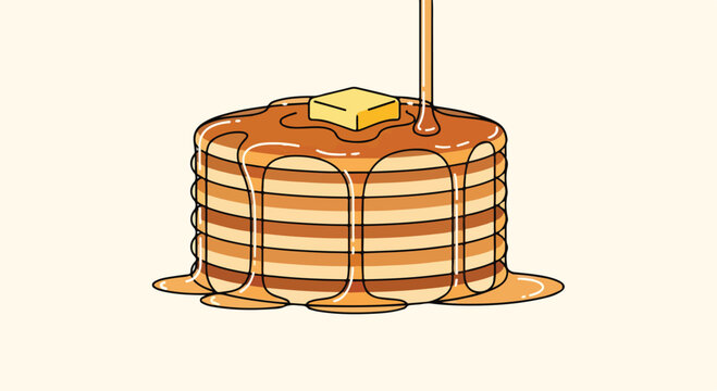 A stack of pancakes with syrup and butter