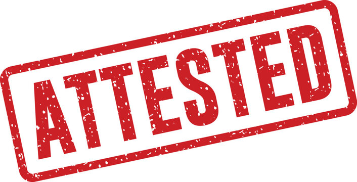 Red 'attested' stamp official verification and legal documentation symbol