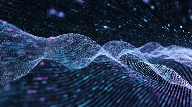 Abstract Digital Landscape of Glowing Particles and Waves 5.