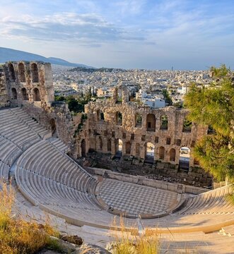 Acropolis Theatre of Dionysus Eleuthereus historical site in Athens, Greece