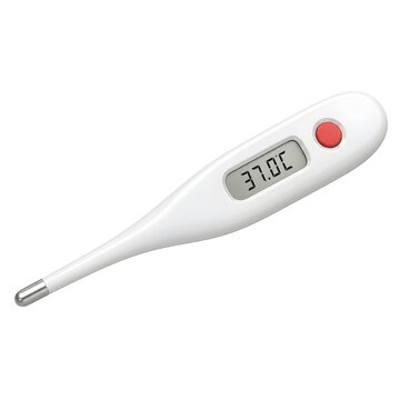 Modern Digital Medical Thermometer Showing 37.0&deg;C Isolated on White Background