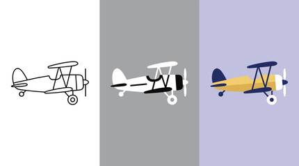 Vintage Biplane Airplanes in Different Colors and Backgrounds © PixelCraft3D