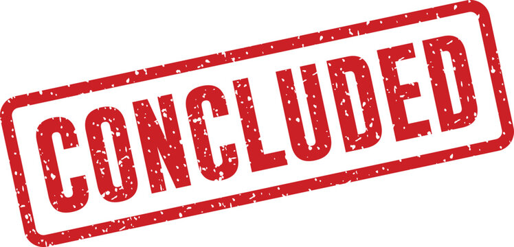 Red 'concluded' stamp illustration
