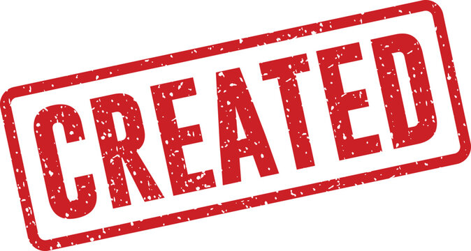Red 'created' stamp illustration official document marking and validation