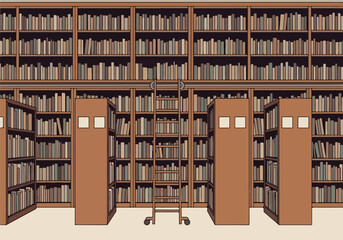 A large library with bookshelves and file cabinets © Yakina