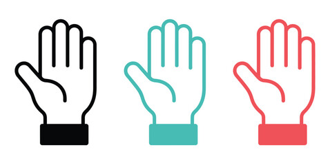 Fototapeta premium Hand gesture icon, multicolor finger counting symbols, numeric communication signs, flat silhouette styles, gesture language vector illustration