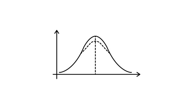 Actuarial Science and Statistics Minimalist Black Line Vector Icon on White Background Representing a Bell Curve Graph with Editable Stroke for Data Analysis, Probability, and Mathematical Research