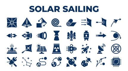 Fototapeta premium Solar Sailing Space Exploration Technology Icons Set