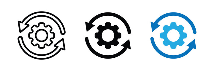 Sync process, settings gear icon representing update, refresh, automation, workflow and process management . Transparent PNG and vector © PixN