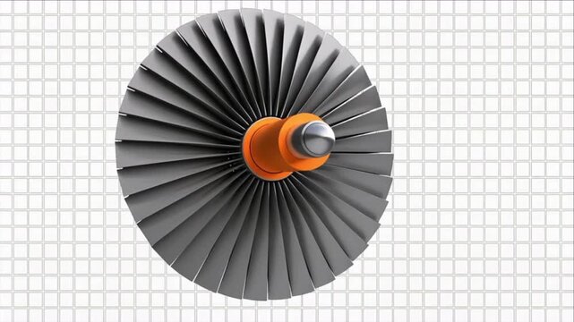 エンジニアリング向けオレンジセラミック搭載航空機ジェットエンジンタービンのマクロ