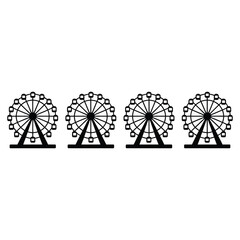 Ferris wheel icons in black and white for theme park attractions and exciting outdoor recreational activities. © Mujahid