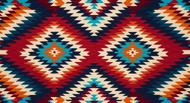 Intricate southwestern pattern a vibrant geometric textile design