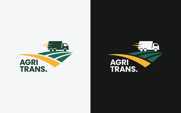 Agriculture Transport Truck Logo with Farm Fields Design