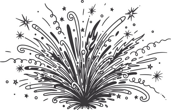 Black and white exploding starburst doodle