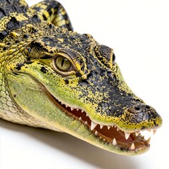 Fototapeta premium Close-up of a Crocodile on White Background