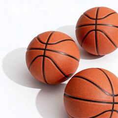 Fototapeta premium Three Orange Basketballs on White Background