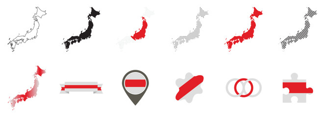 Japan halftone map vector with dotted island silhouette, modern black dot pattern outline, minimal geographic abstract design for posters, prints, travel, and infographics © Hamzayounas