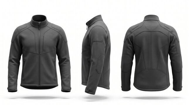 Dark gray men's fleece jacket mockup.