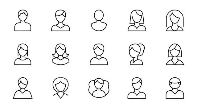 Collection of simple line art portraits of men and women.