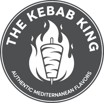 Kebab king with shawarma skewer and flames