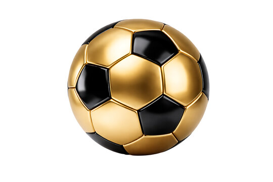 Metallic football ball premium sport concept isolated on transparent background