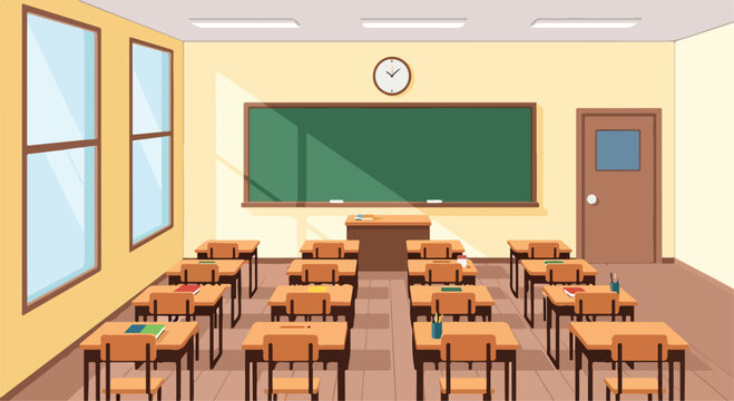 A typical classroom with desks
