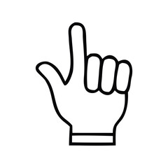 Obraz premium A simple black and white image depicts a hand gesture with an extended index finger pointing upwards silhouette high quality professional