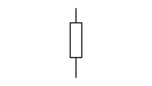 Single Candlestick Chart Minimalist Black Line Vector Icon on White Background for Financial Trading Analysis, Stock Market Data Visualization, and Investment Strategy with Editable Stroke.