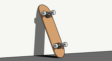 A skateboard leaning on a wall © Tarino