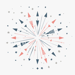 Fototapeta premium Abstract vintage arrow burst with stars and radial design element.