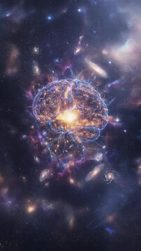 AI宇宙コズミックネットワーク動画素材