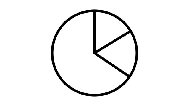 Minimalist Pie Chart Vector Icon with Editable Stroke. Simple black line illustration of a circular graph divided into segments, perfect for business data visualization, reports, and web design.