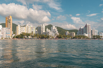 Fototapeta premium Santa marta colombia beach resort city offering coastal vacation