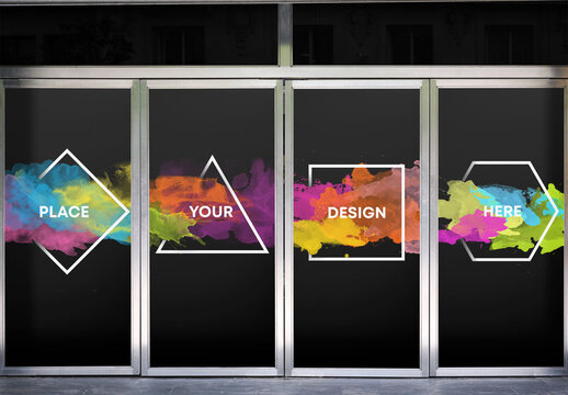 Four door Advertising panels. PSD mockup template