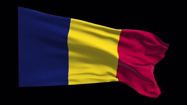 Chad flag waving in the wind. Chadian identity sovereignty national pride. News visuals political international relations documentaries educational travel web banners related to Central Africa