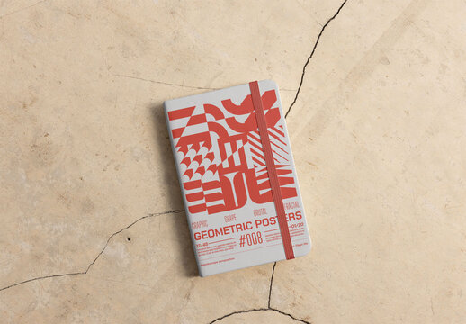 Mockup of a notepad with elastic band
