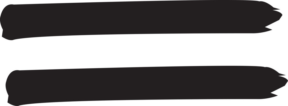 Minimalist hand-drawn equals sign vector, sketchy black ink mathematical symbol for UI design and educational graphics