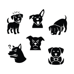 Collection of dog emotional expressions and body language icons for animal communication © ADURI