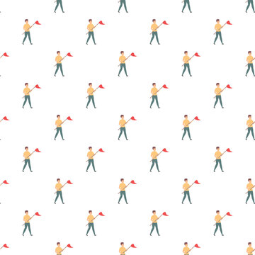 Repetitive pattern of people holding red flags, ideal for political or protest themes