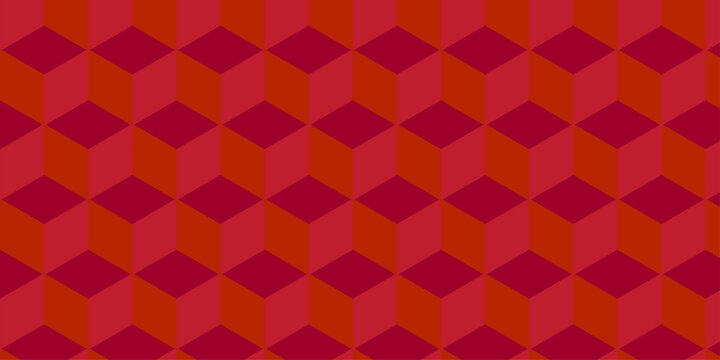 Seamless red geometric cube creative concept triangle overlapping overlap square technology texture. 