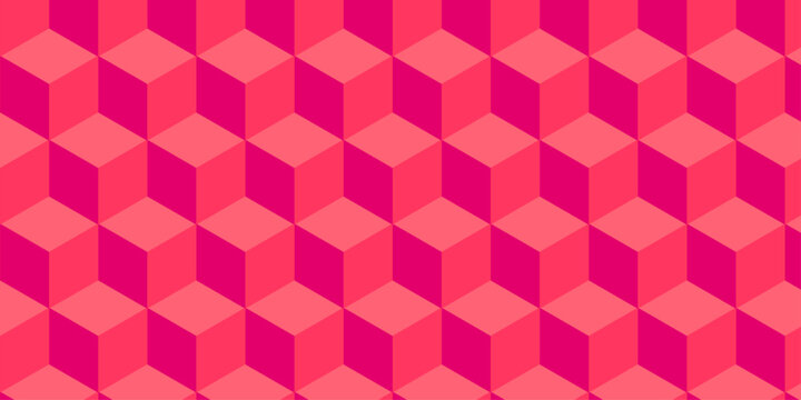 Seamless red geometric cube creative concept triangle overlapping overlap square technology texture. 