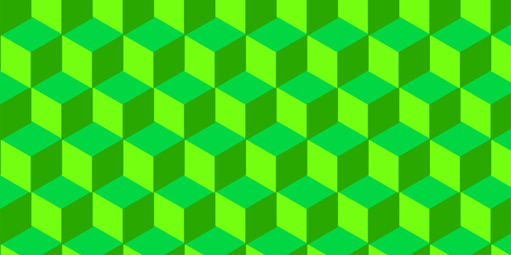 Seamless greengeometric cube creative concept triangle overlapping overlap square technology texture. 
